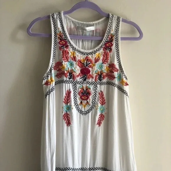 Revolve Embroidered Boho White Dress - Picture 7 of 12